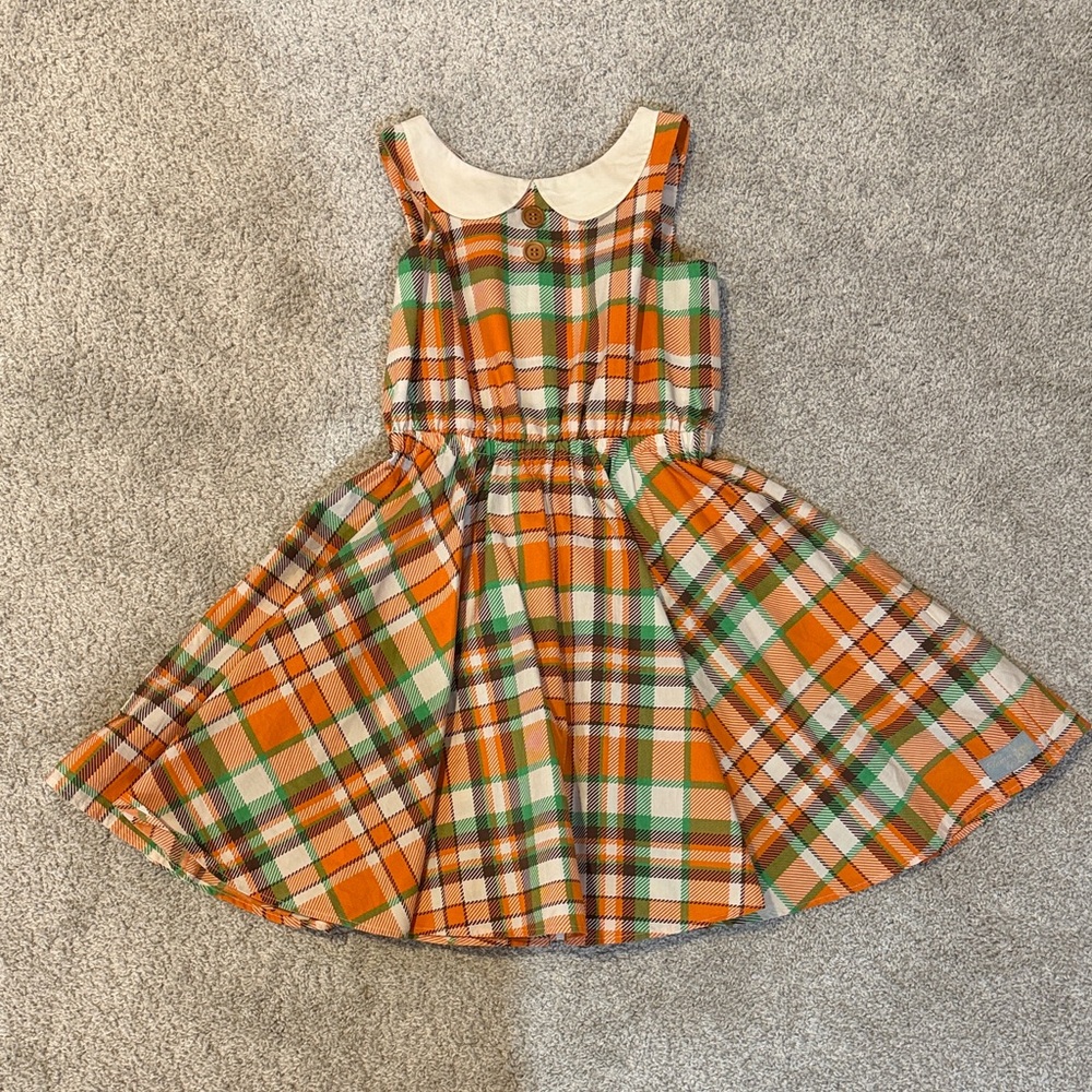 Eleanor Rose Orange Plaid Kids Dress